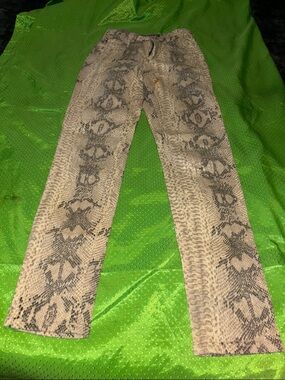 vtg. Parasuco Snake Print Straight Leg Pants - Neutral Tones